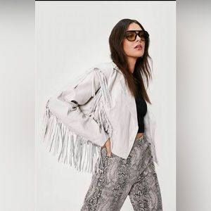 Fringed Lamb Leather Jacket,Coat